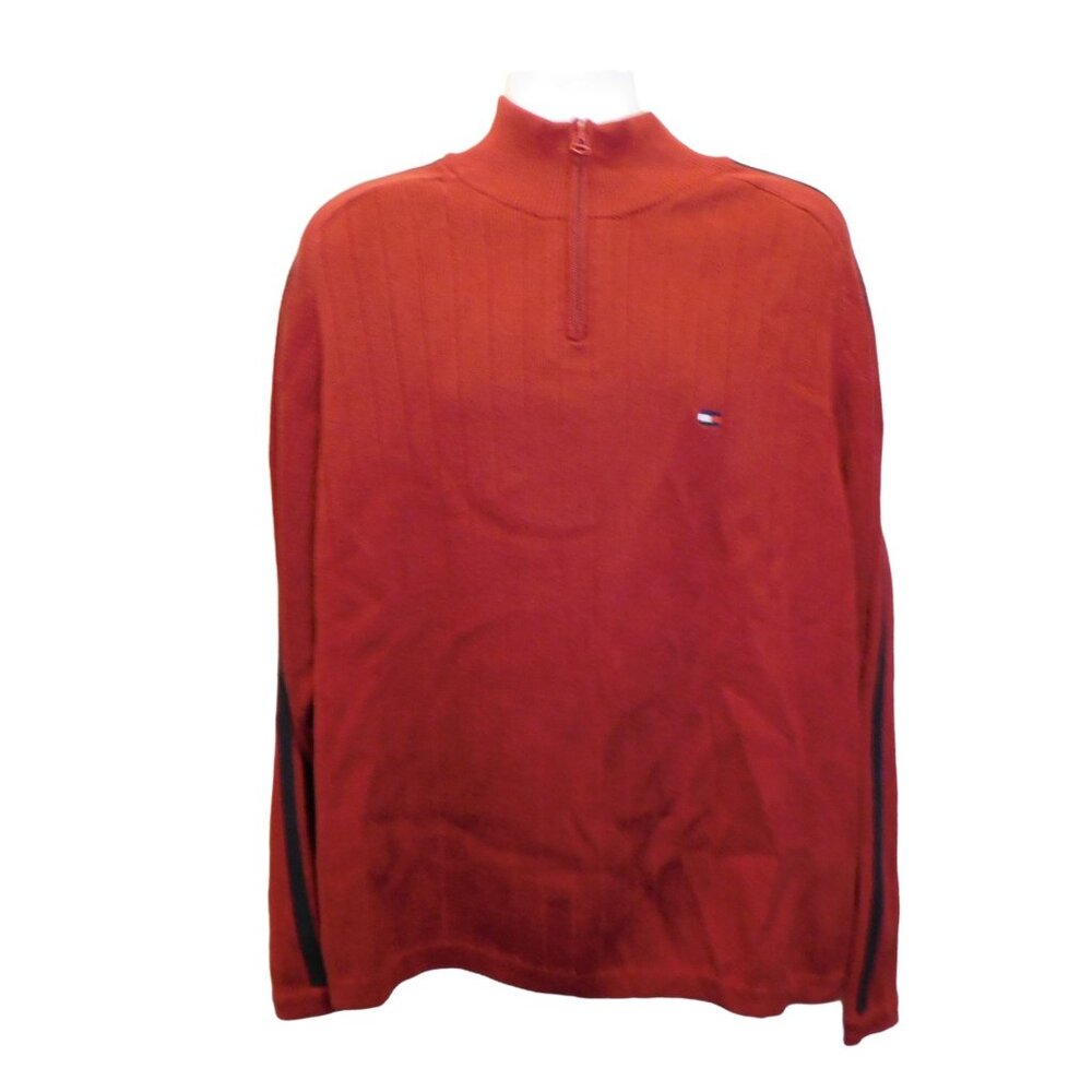 Tommy Hilfiger Mens Sweater Red Size 2XL Pullover 1/2 Zip Mock Neck